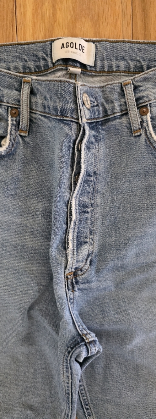 Agolde Jeans Agolde Nico High Rise Slim Fit Jeans Raw Hem Butten Fly - Picture 3 of 7